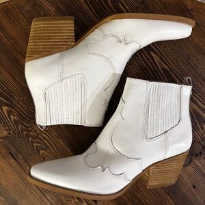 White Leather Western Booties